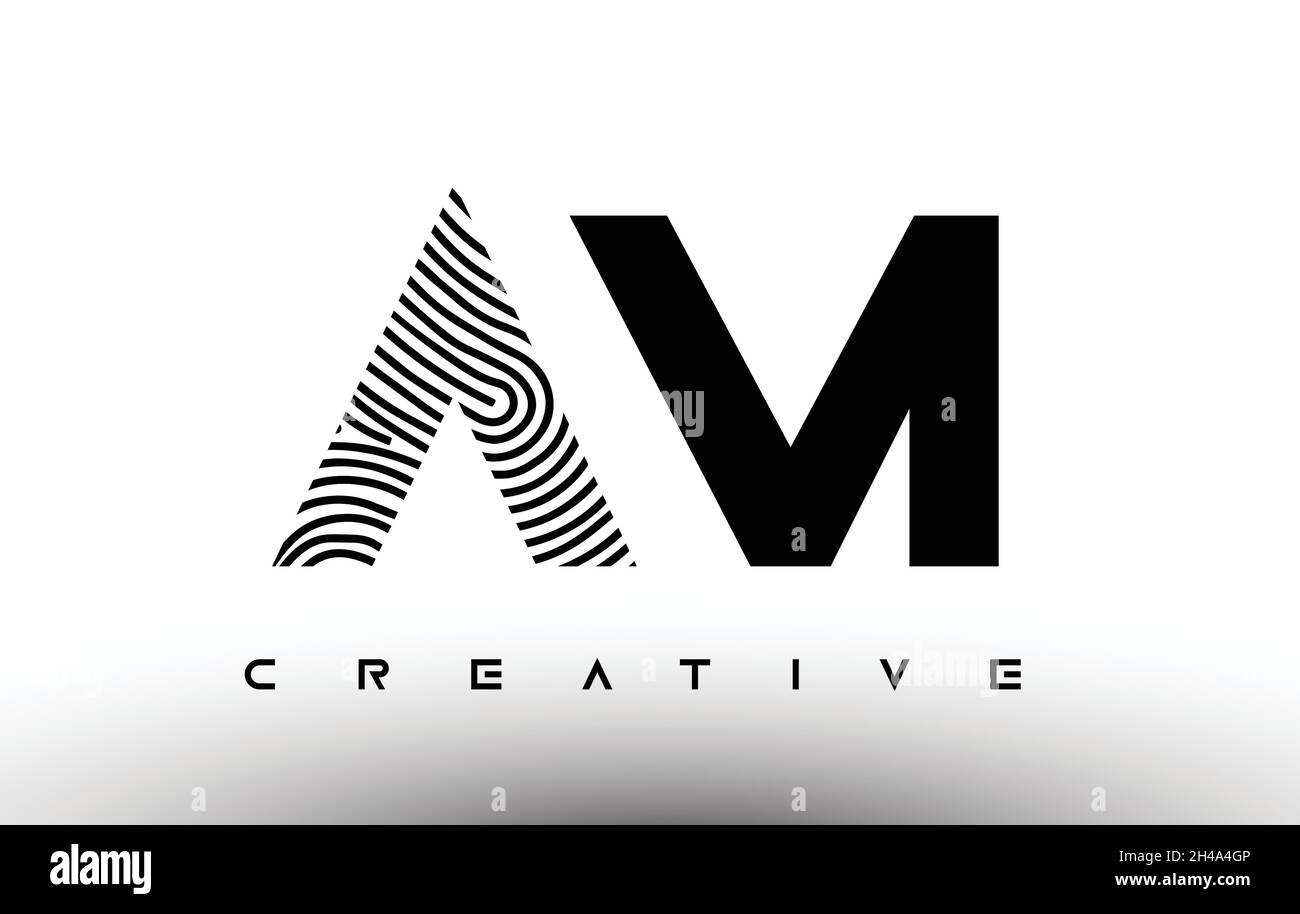 LOGO IN formato lettera Zebra CON impronta digitale AM. LOGO AM con impronta creativa icona immagine vettoriale Illustrazione Vettoriale