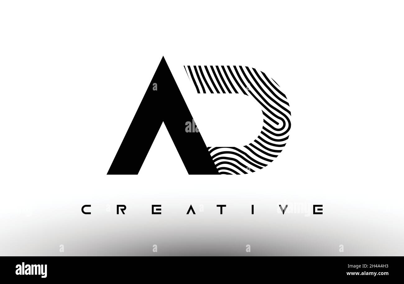 Logo Zebra Letter CON impronta DIGITALE AD. LOGO DELL'ANNUNCIO con impronte digitali Creative Icon illustrazione vettoriale Illustrazione Vettoriale