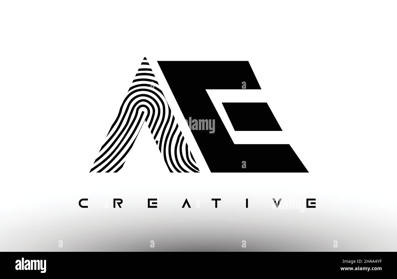 Logo Zebra Letter con impronta digitale AE. Logo AE con impronta creativa icona Vector Illustration Illustrazione Vettoriale