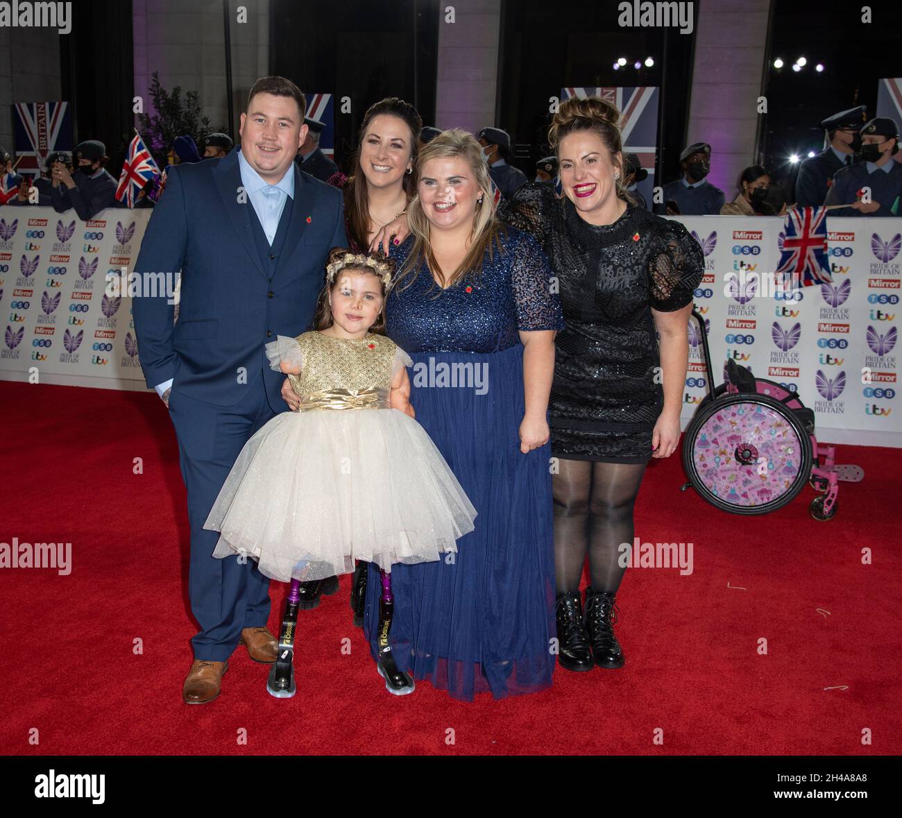 Harmonie-Rose Allen e Family partecipano ai premi Pride of Britain in collaborazione con TSB al Grosvenor House Hotel, Park Street a Londra. Foto Stock