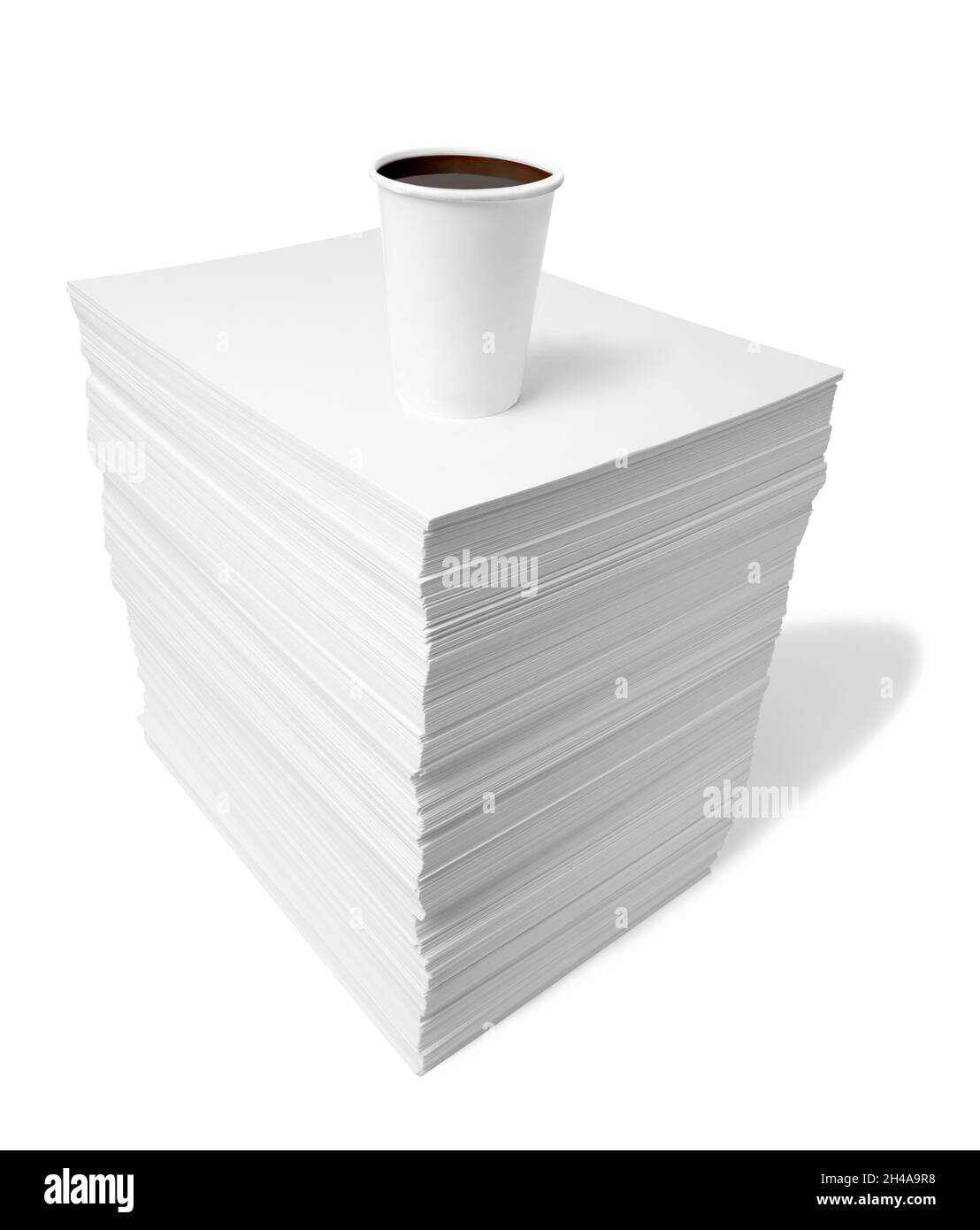 carta pila pila di carta per ufficio carta lavoro busniess tazza di caffè break Foto Stock