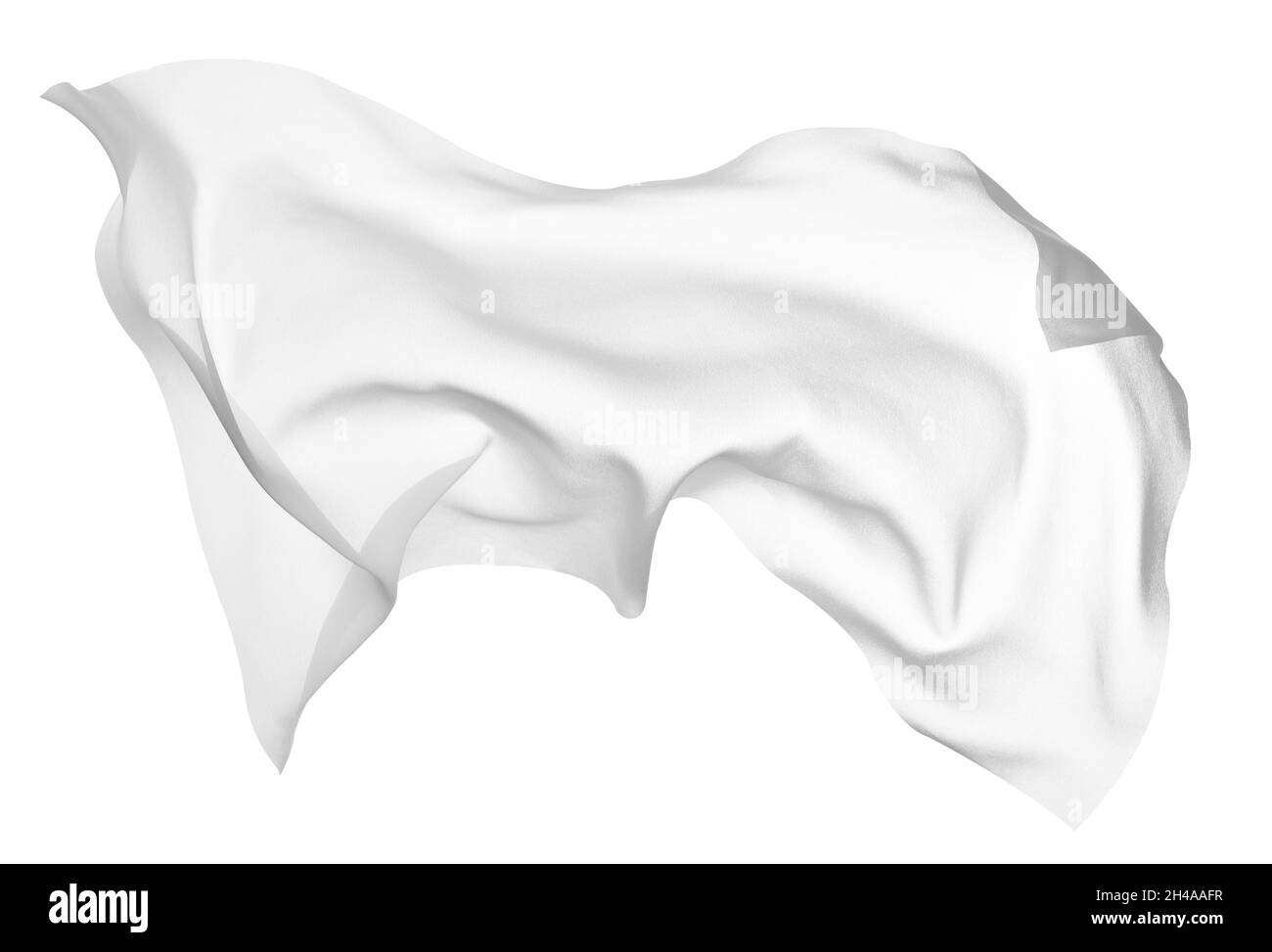 tessuto bianco tessuto vento seta onda sfondo moda satinato movimento drappeggi sciarpa volante chiffon velo Foto Stock