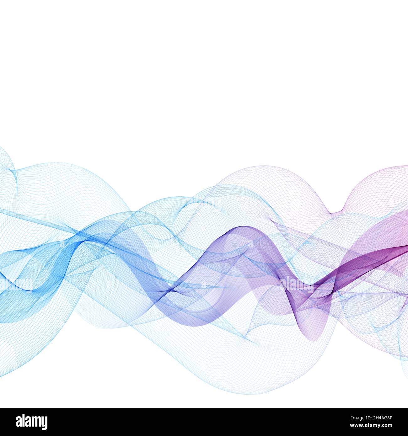 Flusso di forme d'onda vettoriali colorate trasparenti su sfondo bianco. Sfondo astratto vettoriale. Foto Stock