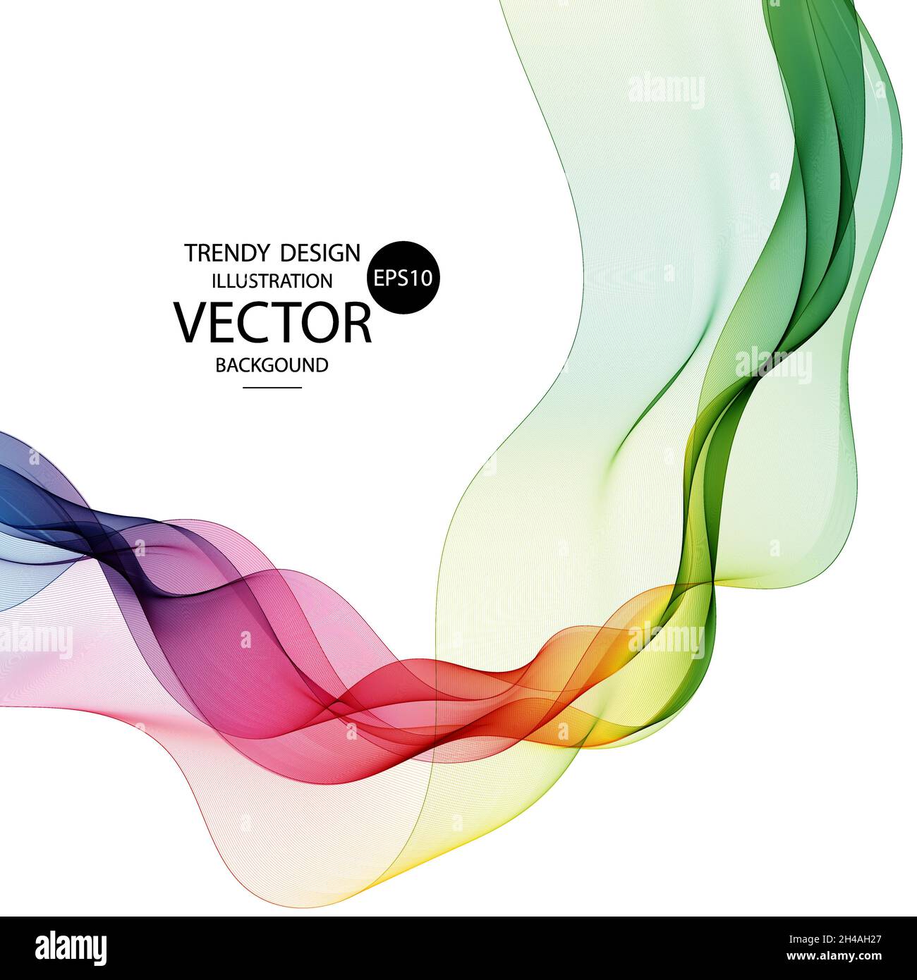 Abstract liscia colore vettore d'onda. La curva di flusso moto blu illustrazione. Progettazione di fumo. Linee vettoriali. Foto Stock