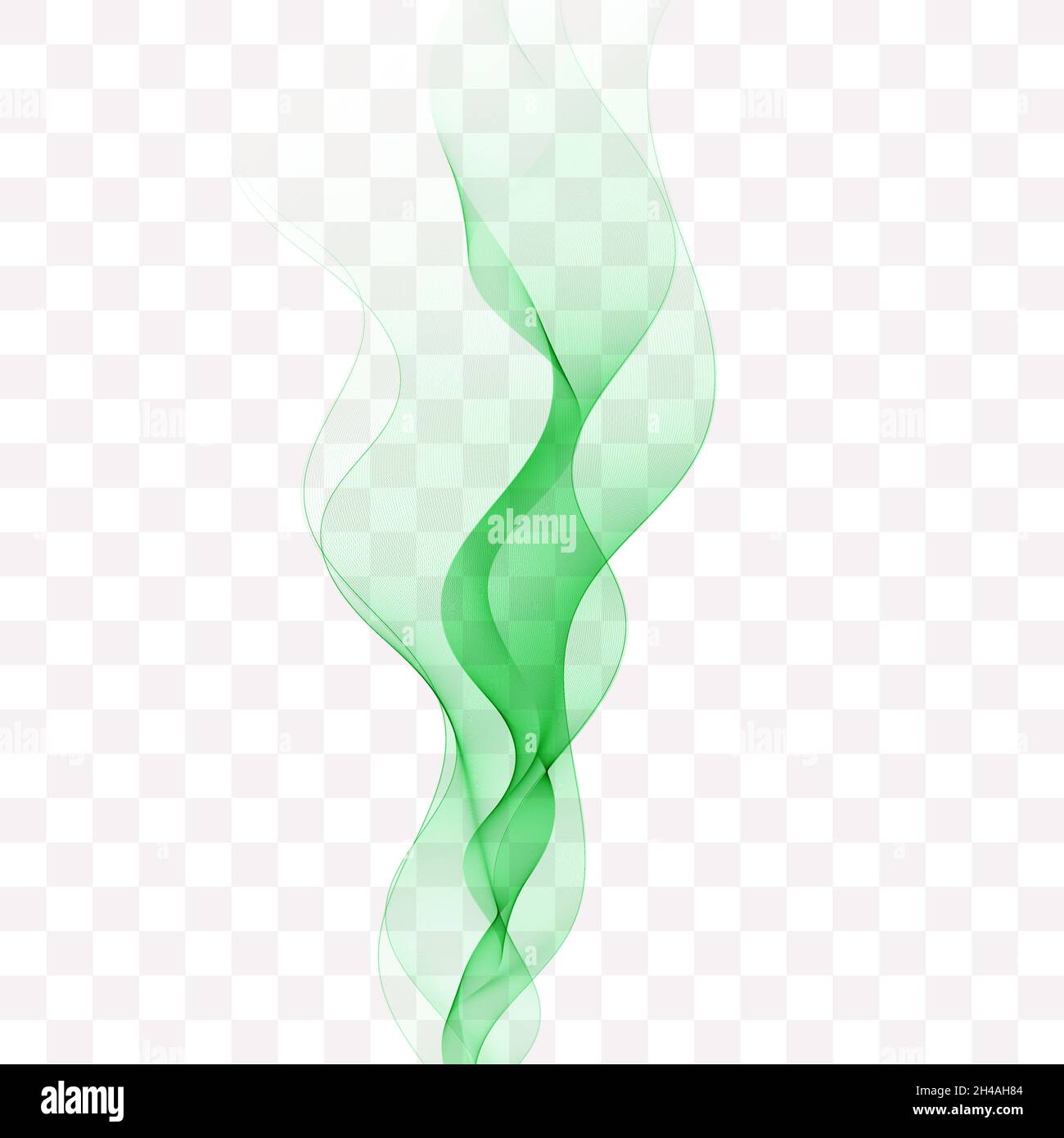 Flusso di forme d'onda vettoriali colorate trasparenti su sfondo bianco. Sfondo astratto vettoriale. Onda di colore verde. eps 10 Foto Stock