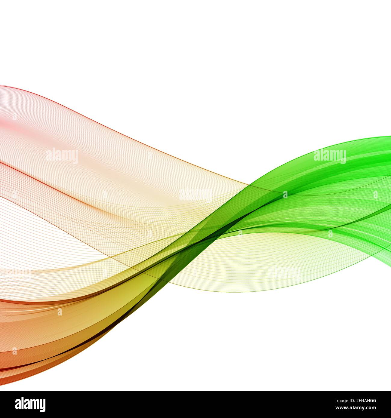 Onda luminosa astratta isolata su sfondo bianco. Illustrazione vettoriale per il disegno del movimento di arricciatura. Banner colorato con disposizione orizzontale del fumo ad energia. Cu. Freddo Foto Stock