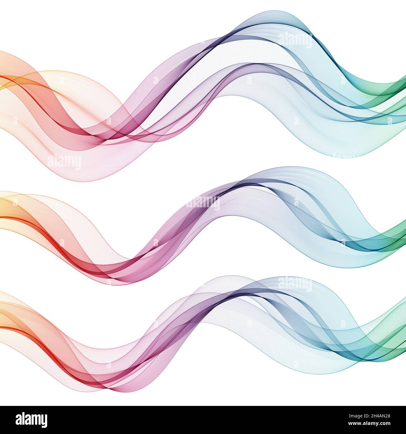 Regolare il flusso dell'onda. Onda di colore. Set di disegno astratto elementi. Foto Stock