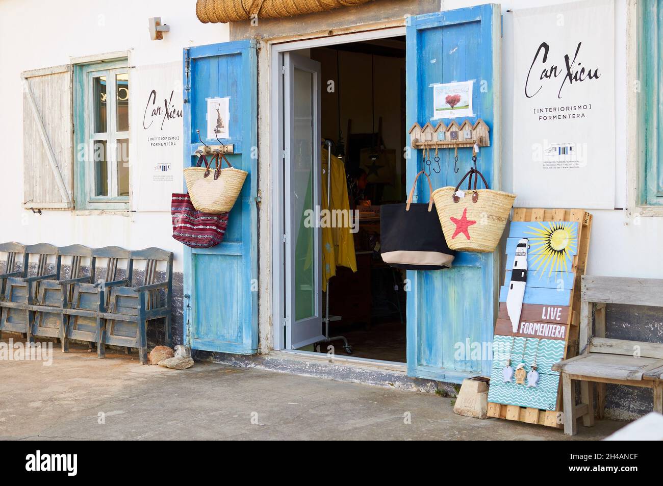Negozio di interiorismo e decorazione Can Xicu a El Pilar de la Mola (Formentera, Isole Baleari, Spagna) Foto Stock