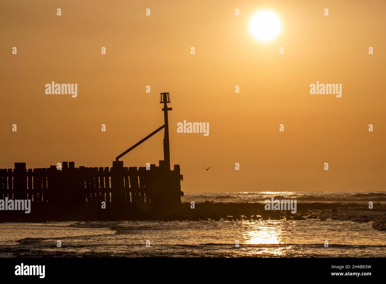 Groyne West Runton Beach, Norfolk Foto Stock