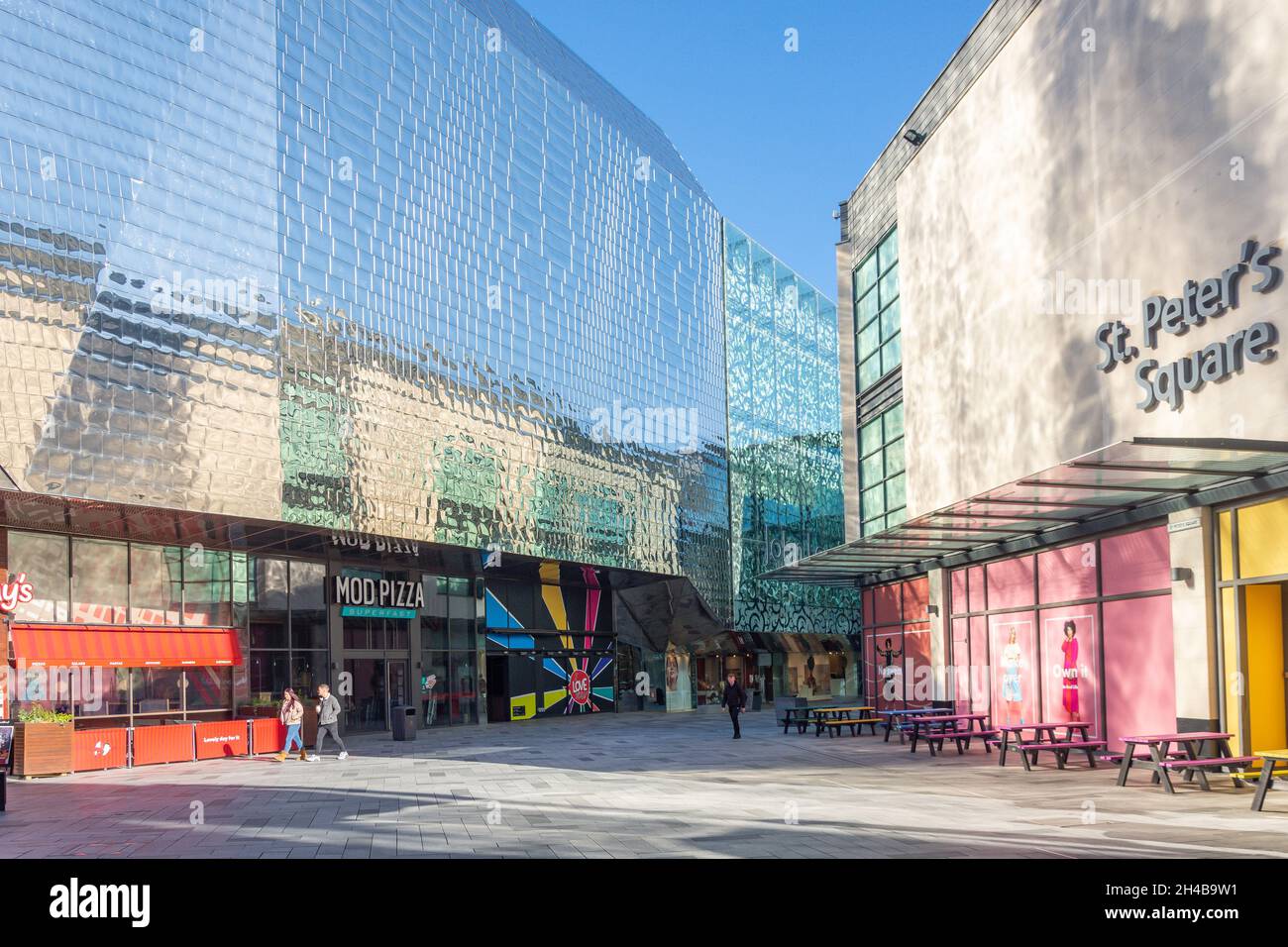 St Peter's Square, Highcross Leicester, Shires Lane, City of Leicester, Leicestershire, Inghilterra, Regno Unito Foto Stock