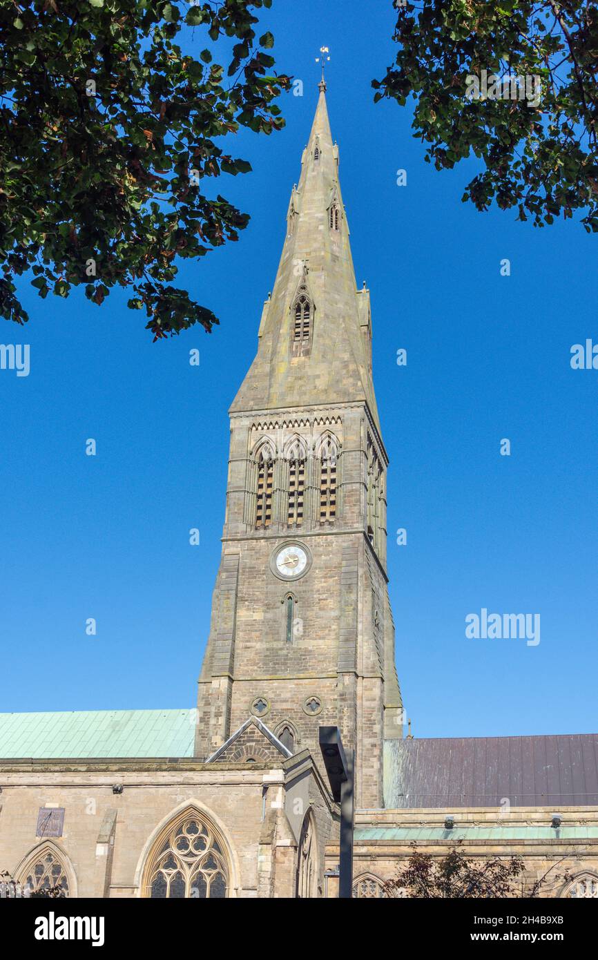 Cattedrale di Leicester (Chiesa Cattedrale di Saint Martin), Peacock Lane, Leicester, Leicestershire, Inghilterra, Regno Unito Foto Stock