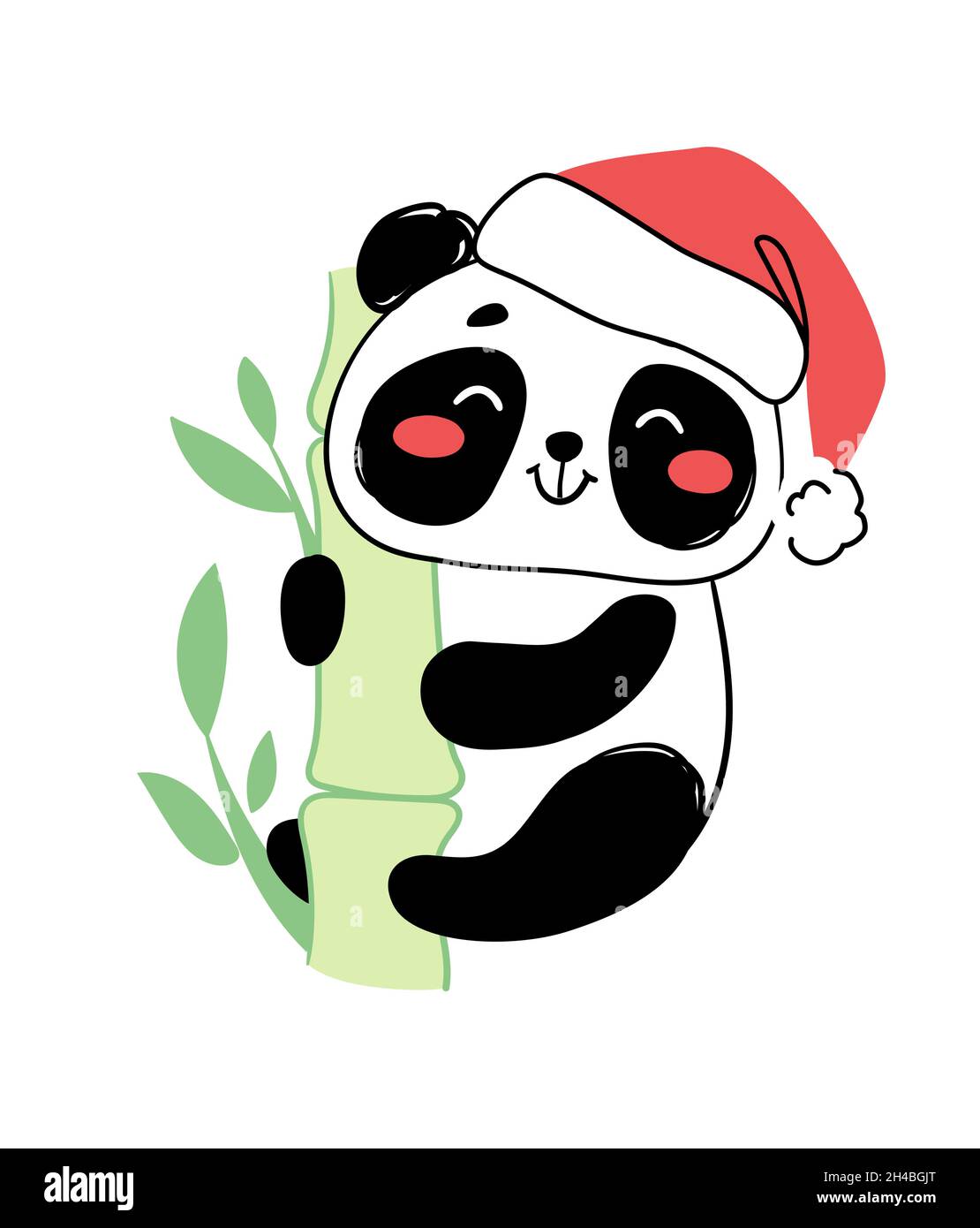 Panda in un cappello di Natale che sale bambù. Illustrazione vettoriale in  stile piatto isolato su sfondo bianco Immagine e Vettoriale - Alamy