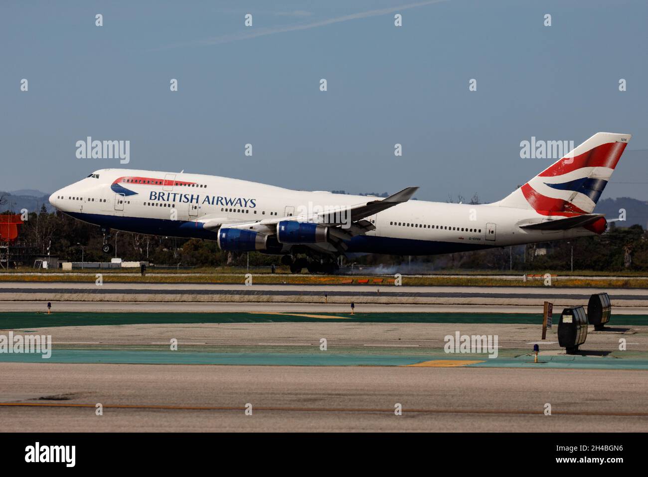 Los Angeles, California, Stati Uniti. 29 marzo 2019. Un Boeing 747-400 della British Airways (registrazione G-CIVH) atterra all'aeroporto internazionale di Los Angeles (LAX) venerdì 29 marzo 2019 a Los Angeles, California © 2019 Patrick T. Fallon (Credit Image: © Patrick Fallon/ZUMA Press Wire) Foto Stock