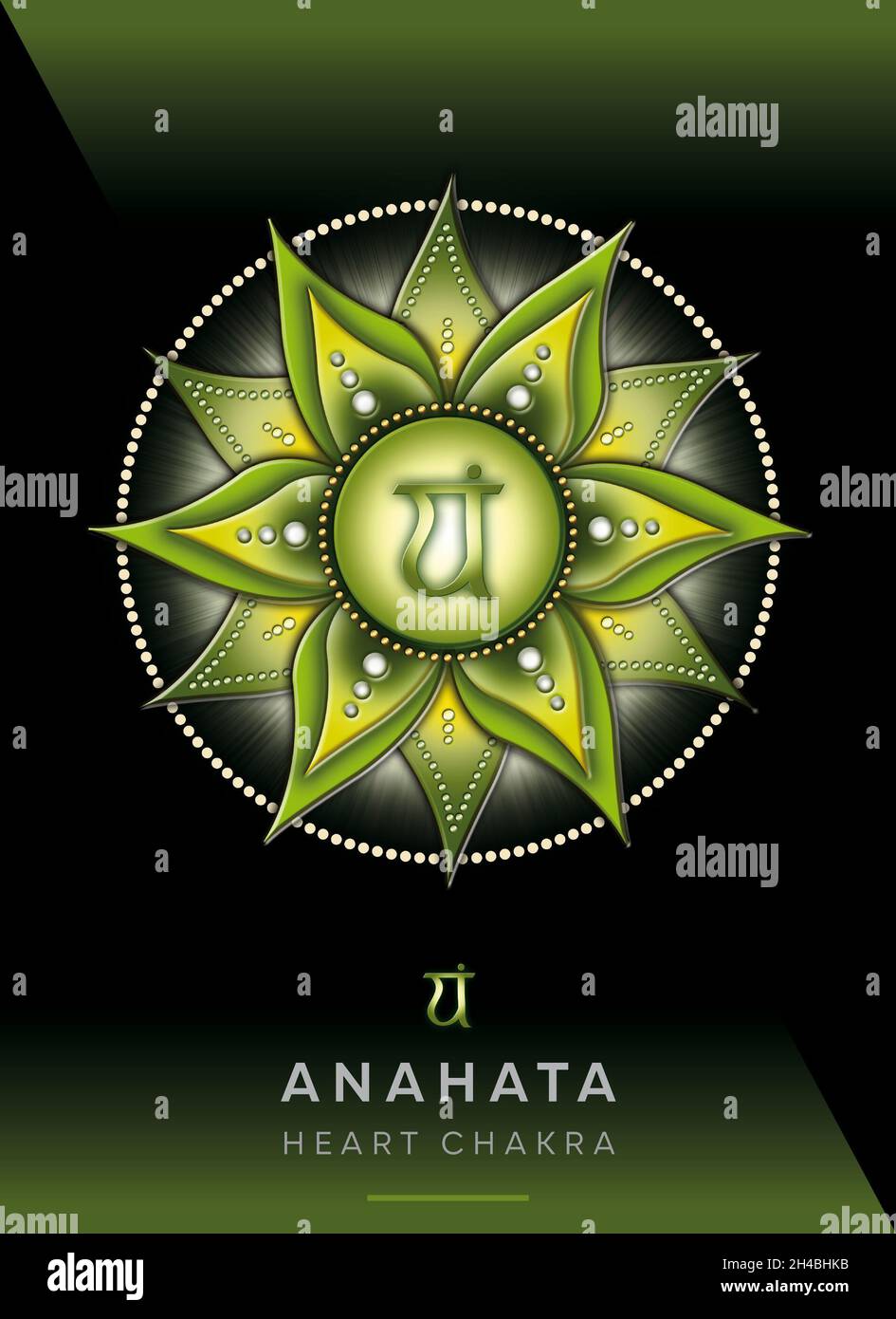 Chakra Symbols, Heart Chakra - ANAHATA - accettazione, Amore, compassione, sincerità - 'IO AMO' Foto Stock