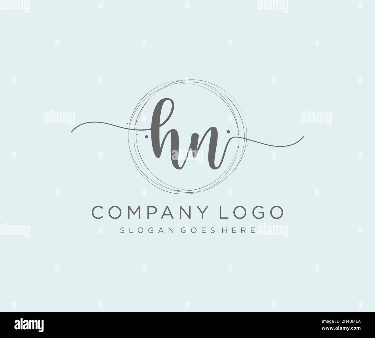 Logo HN femminile. Utilizzabile per la natura, salone, centro benessere, cosmetici e loghi di bellezza. Elemento modello di disegno con logo a vettore piatto. Illustrazione Vettoriale