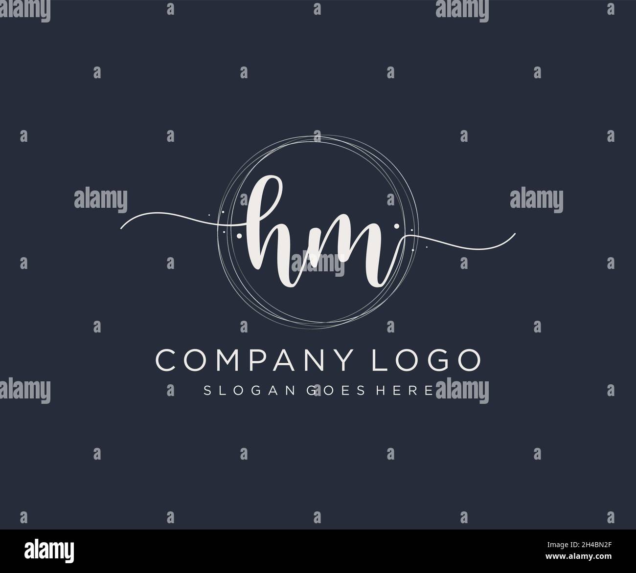 Logo HM femminile. Utilizzabile per la natura, salone, centro benessere, cosmetici e loghi di bellezza. Elemento modello di disegno con logo a vettore piatto. Illustrazione Vettoriale