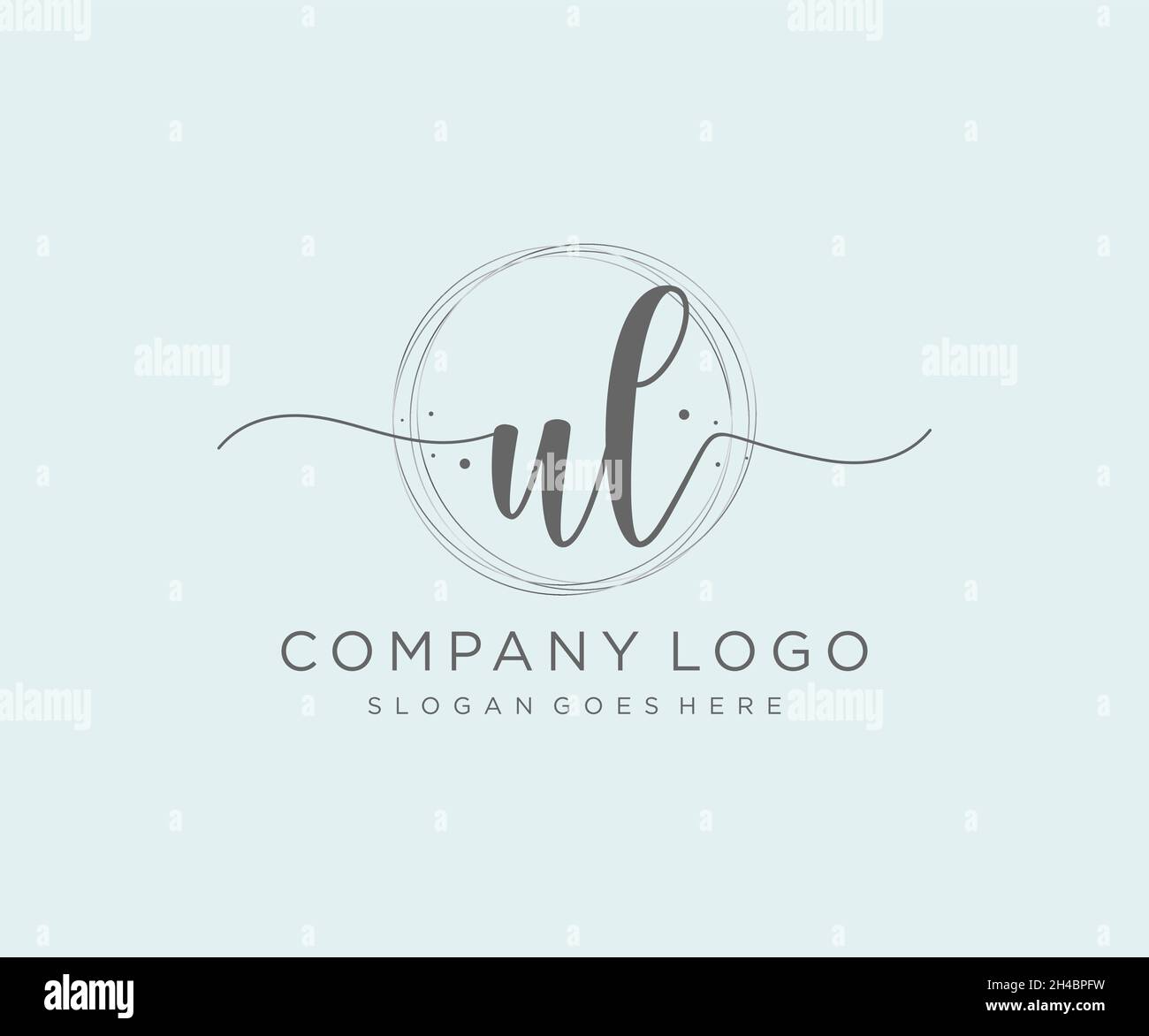 Logo femminile UL. Utilizzabile per la natura, salone, centro benessere, cosmetici e loghi di bellezza. Elemento modello di disegno con logo a vettore piatto. Illustrazione Vettoriale