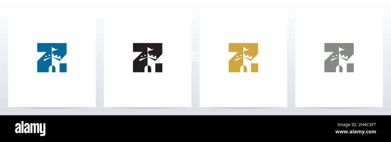 Castello con Bandiera sulla lettera Logo Design Z Illustrazione Vettoriale