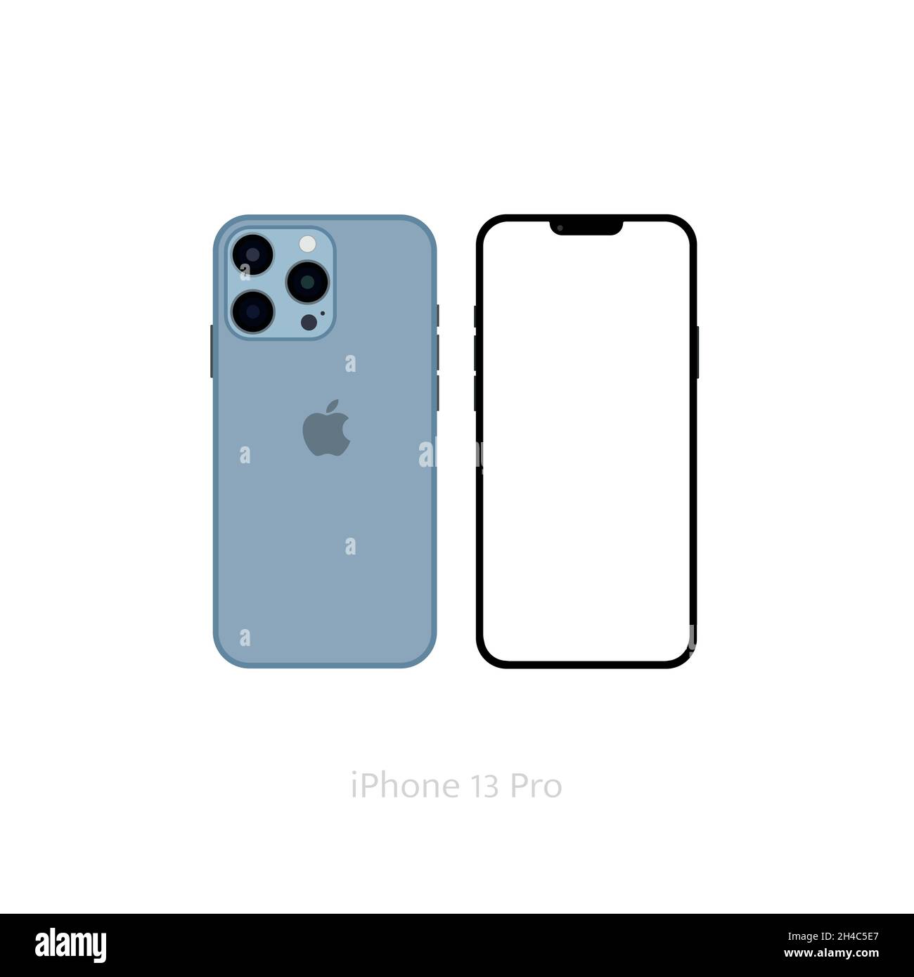 Realistico blu iPhone 13 pro mockup, smartphone vettoriale bianco schermo, iPhone mockup Illustrazione Vettoriale