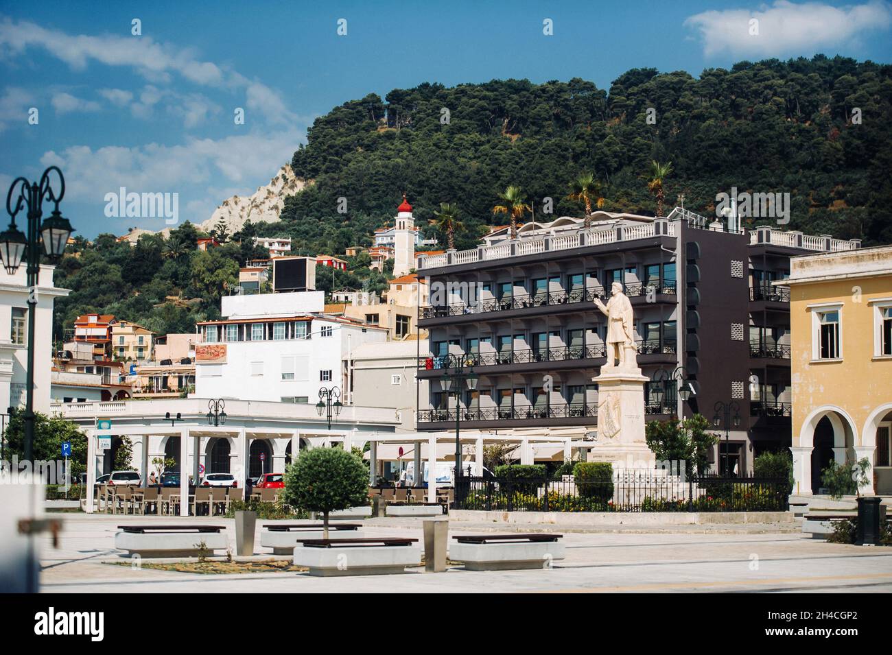 Zante, la piazza principale nella città vecchia di Zante, Grecia. Isola di zante. Foto Stock