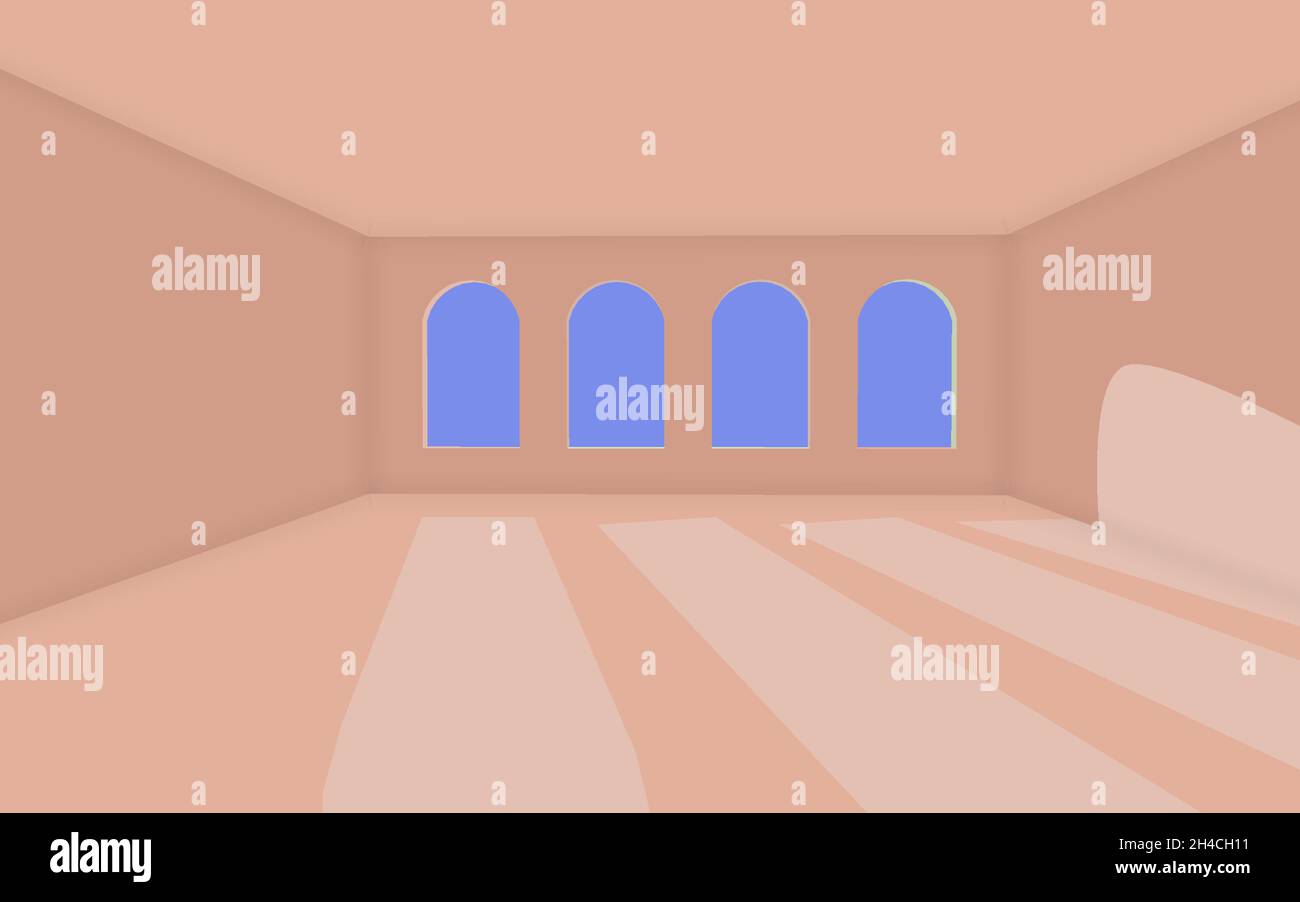 Stanza vuota con finestra e ombre illustrazione vettoriale. Illustrazione Vettoriale