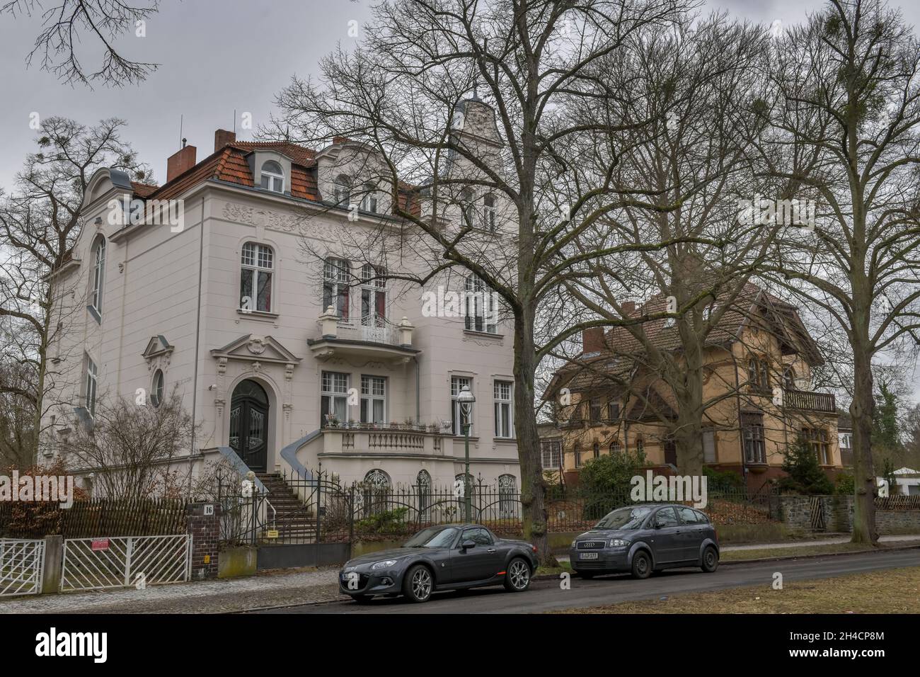 Altbauten, Villen, Prinz-Friedrich-Leopold-Straße, Nikolassee, Zehlendorf, Berlino, Germania Foto Stock