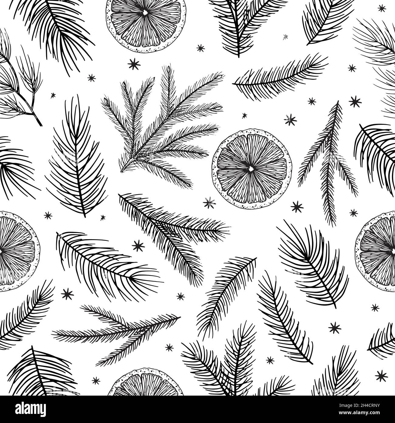 Holiday Seamless Pattern con rami di foresta di Natale. Illustrazione Vettoriale
