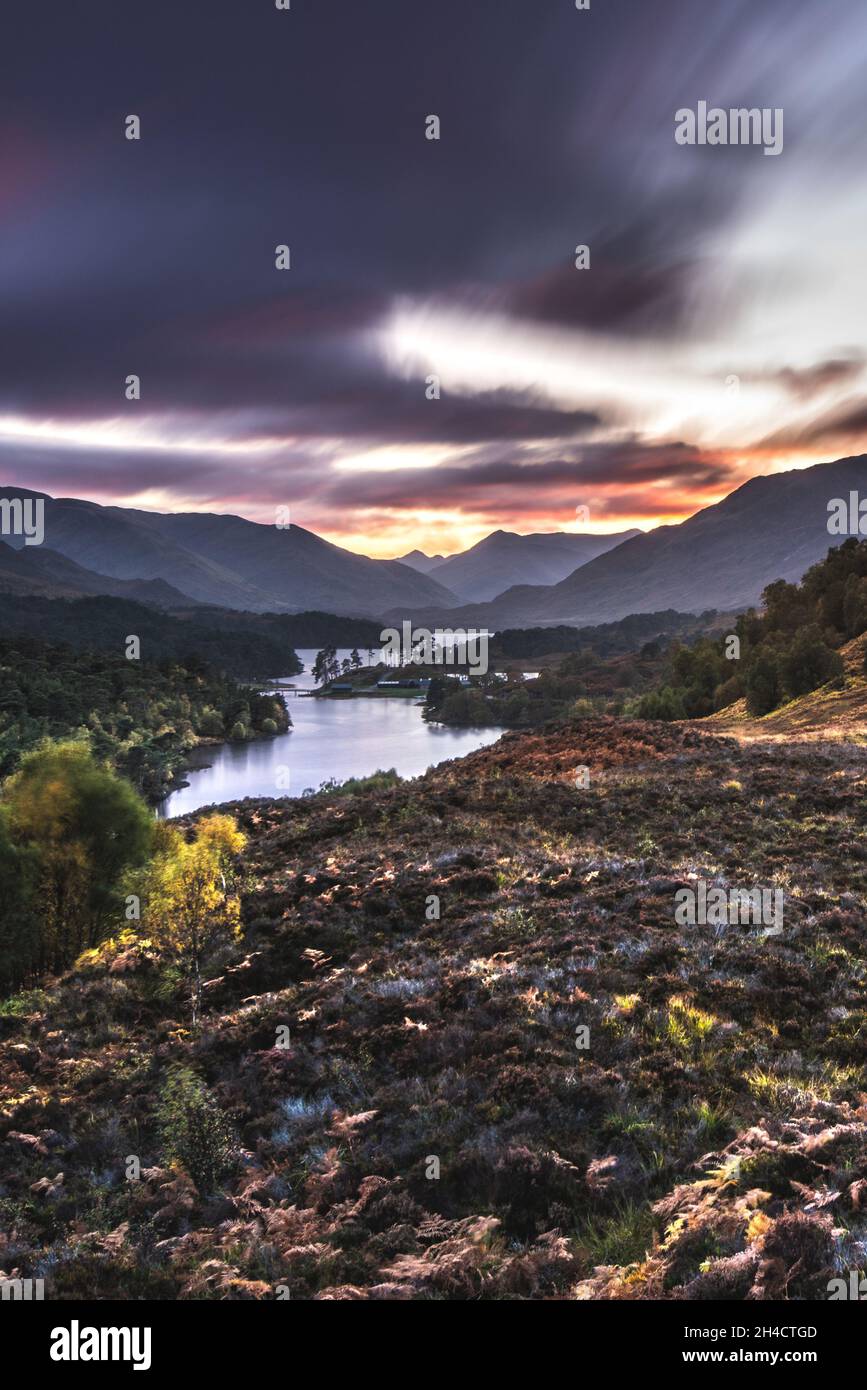 Tramonto su Glen Affric, Highlands scozzesi Foto Stock