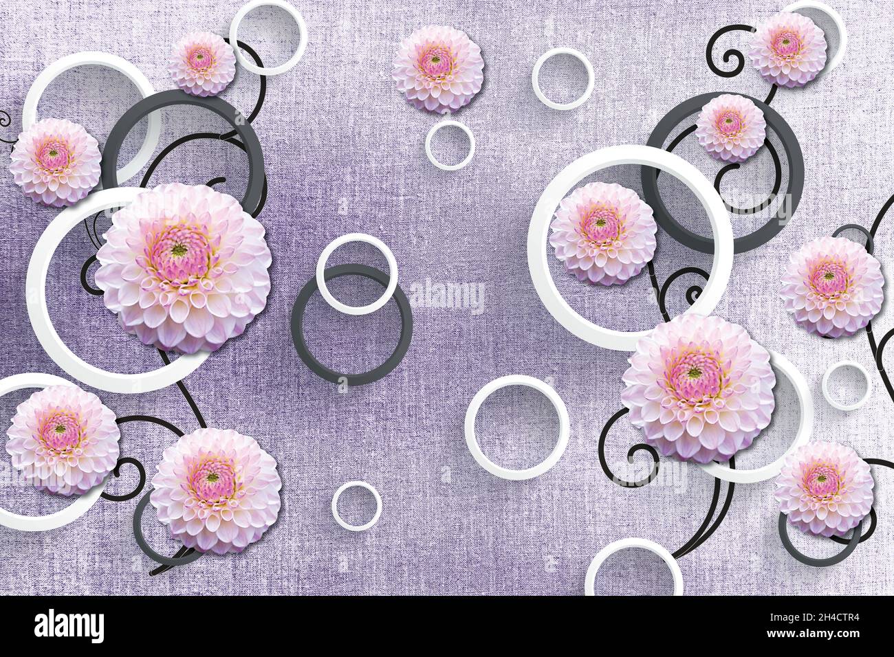 3D Illustrazione di bellissimi fiori rosa sfondo 3d sfondo-ILLUSTRAZIONE Foto Stock