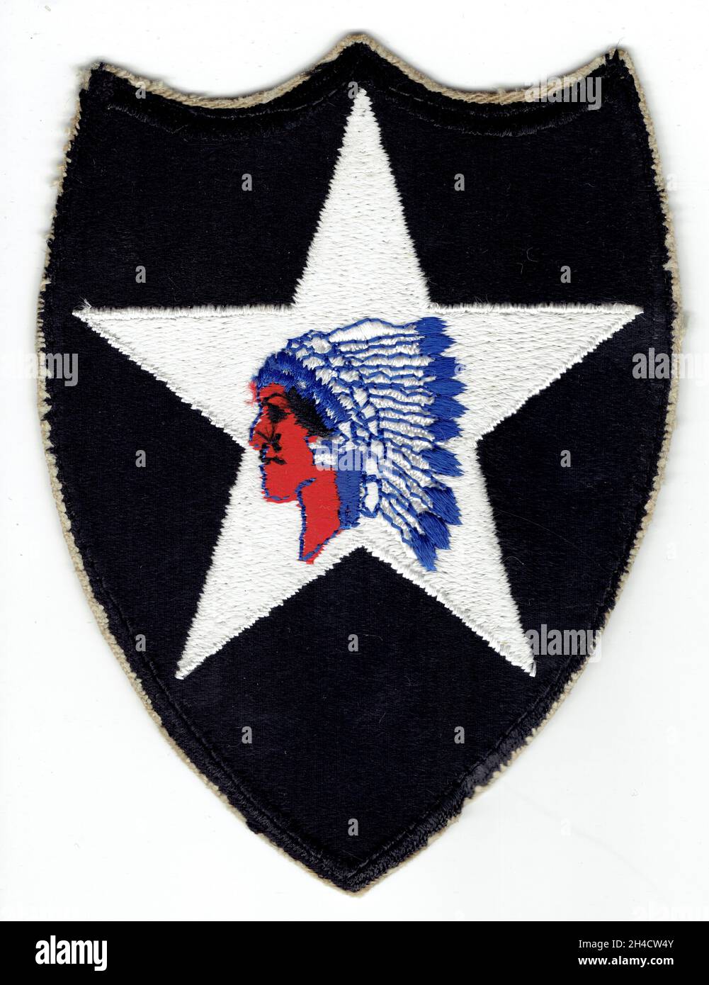 Patch WW2 2nd Divisione fanteria Indian Head Foto Stock