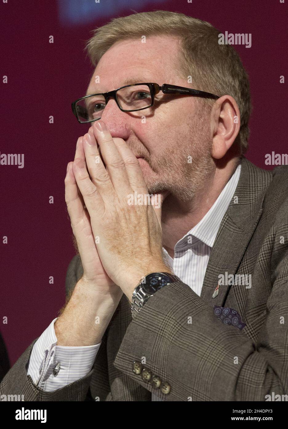 Il Segretario Generale di Unite, Len McCluskey, partecipa alla serie di New Economics del Partito Laburista dopo la keynote di John McDonnell sulla conferenza annuale dello Shadow Chancellor sullo stato dell'economia all'Imperial College, nel centro di Londra, nel 21 maggio 2016. Foto Stock