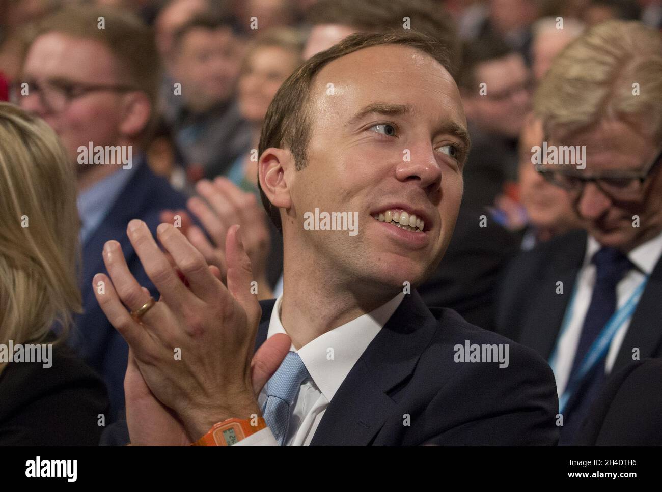 Matthew Hancock, politico britannico, partecipa al secondo giorno della conferenza del partito conservatore presso l'International Convention Centre, ICC, Birmingham. Lunedì 3 ottobre 2016. Il credito fotografico deve essere: Isabel Infantes / EMPICS Entertainment. Foto Stock