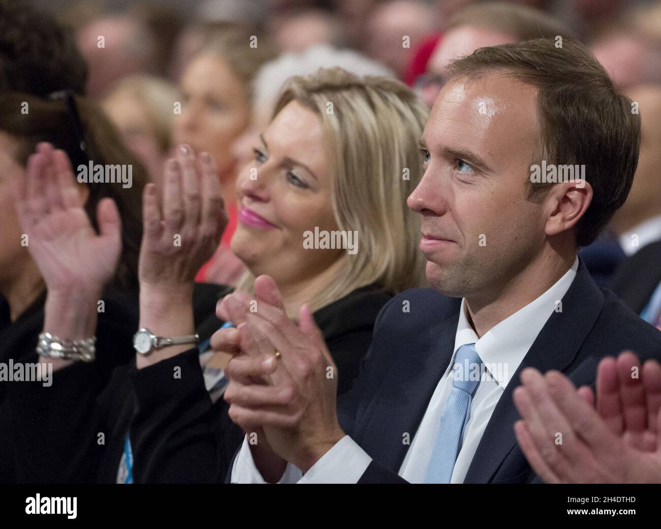 Matthew Hancock, politico britannico, partecipa al secondo giorno della conferenza del partito conservatore presso l'International Convention Centre, ICC, Birmingham. Lunedì 3 ottobre 2016. Il credito fotografico deve essere: Isabel Infantes / EMPICS Entertainment. Foto Stock