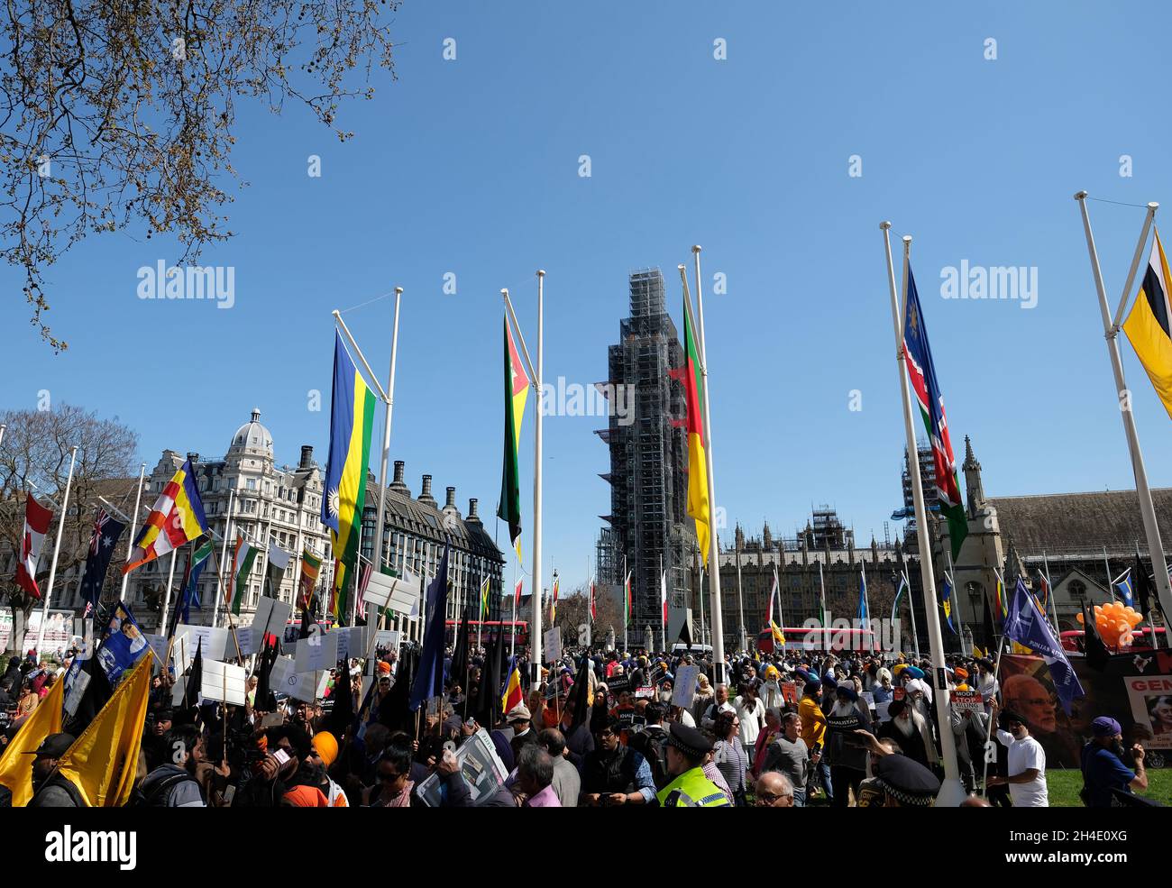 I dimostranti sikh pro-Khalistan protestano contro il genocidio delle minoranze nel loro paese, in quanto il primo ministro indiano Narendra modi sta visitando il Regno Unito da oggi. Immagine datata: Mercoledì 18 aprile 2018. Il credito fotografico deve essere: Isabel Infantes / EMPICS Entertainment. Foto Stock