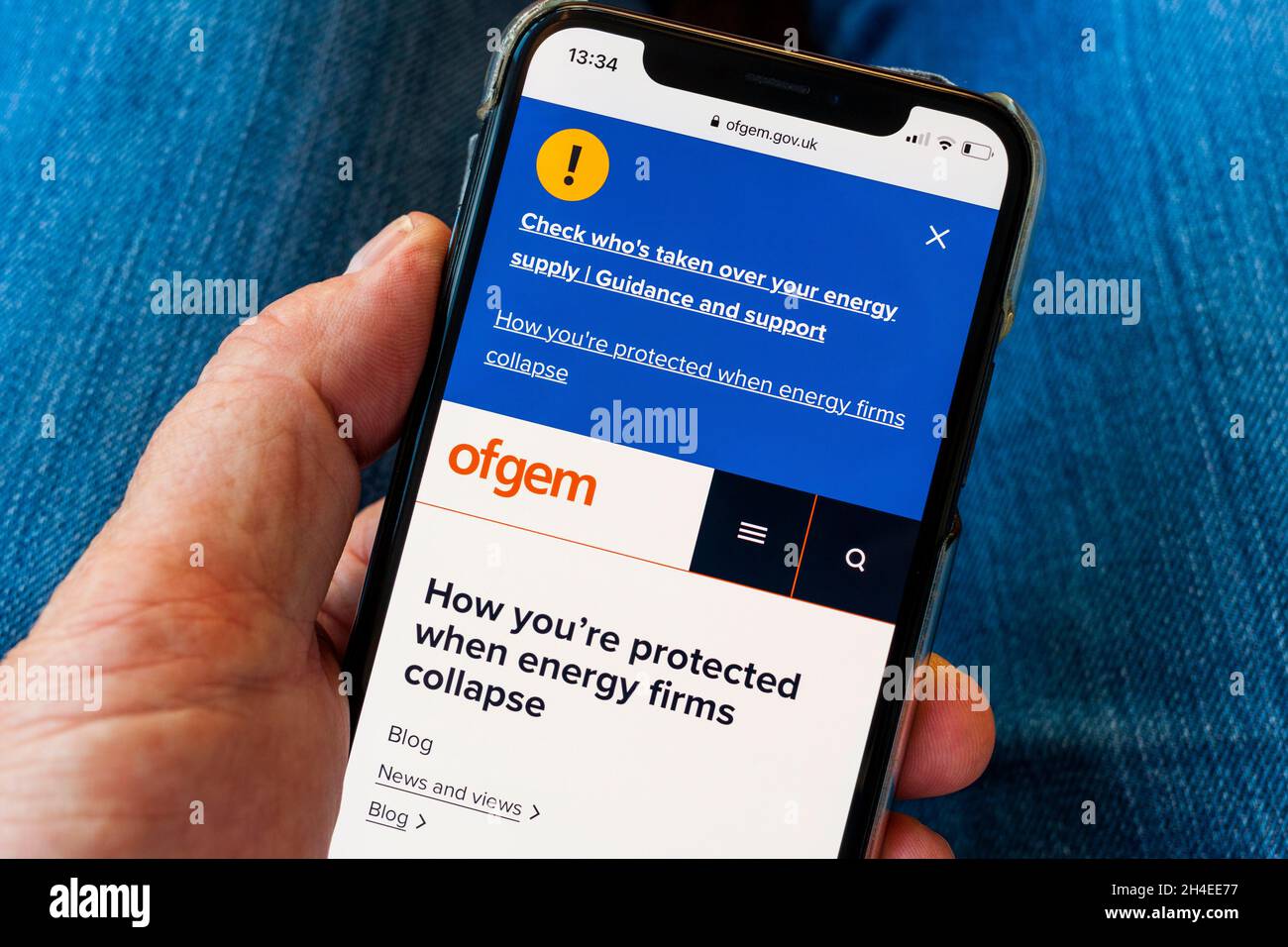 Sito Web OFGEM visualizzato su un telefono cellulare Foto Stock