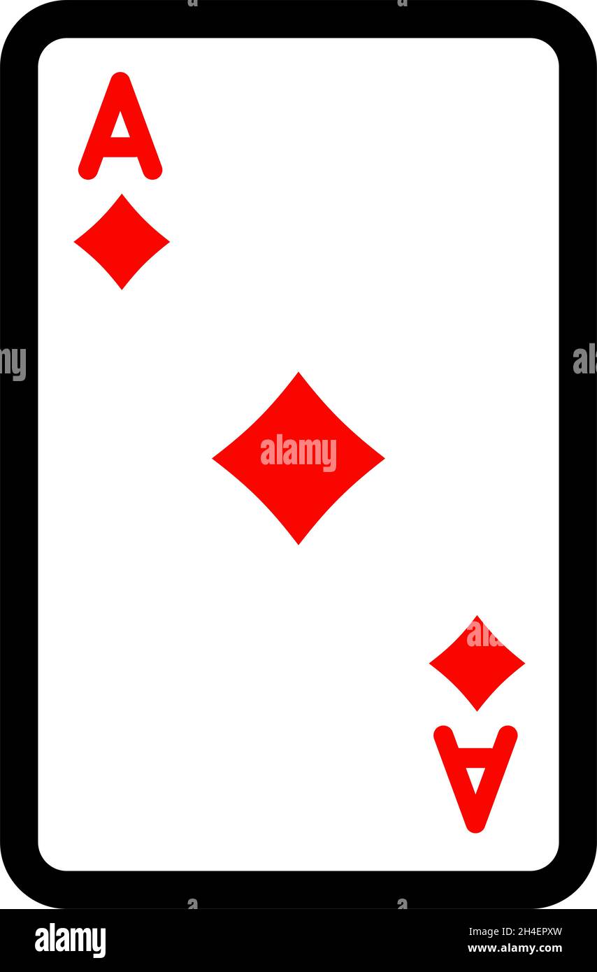 Icona della linea di gioco della carta ACE, segno vettoriale, pittogramma lineare isolato su bianco. Simbolo della carta diamantata, illustrazione del logo. Tratto modificabile Illustrazione Vettoriale