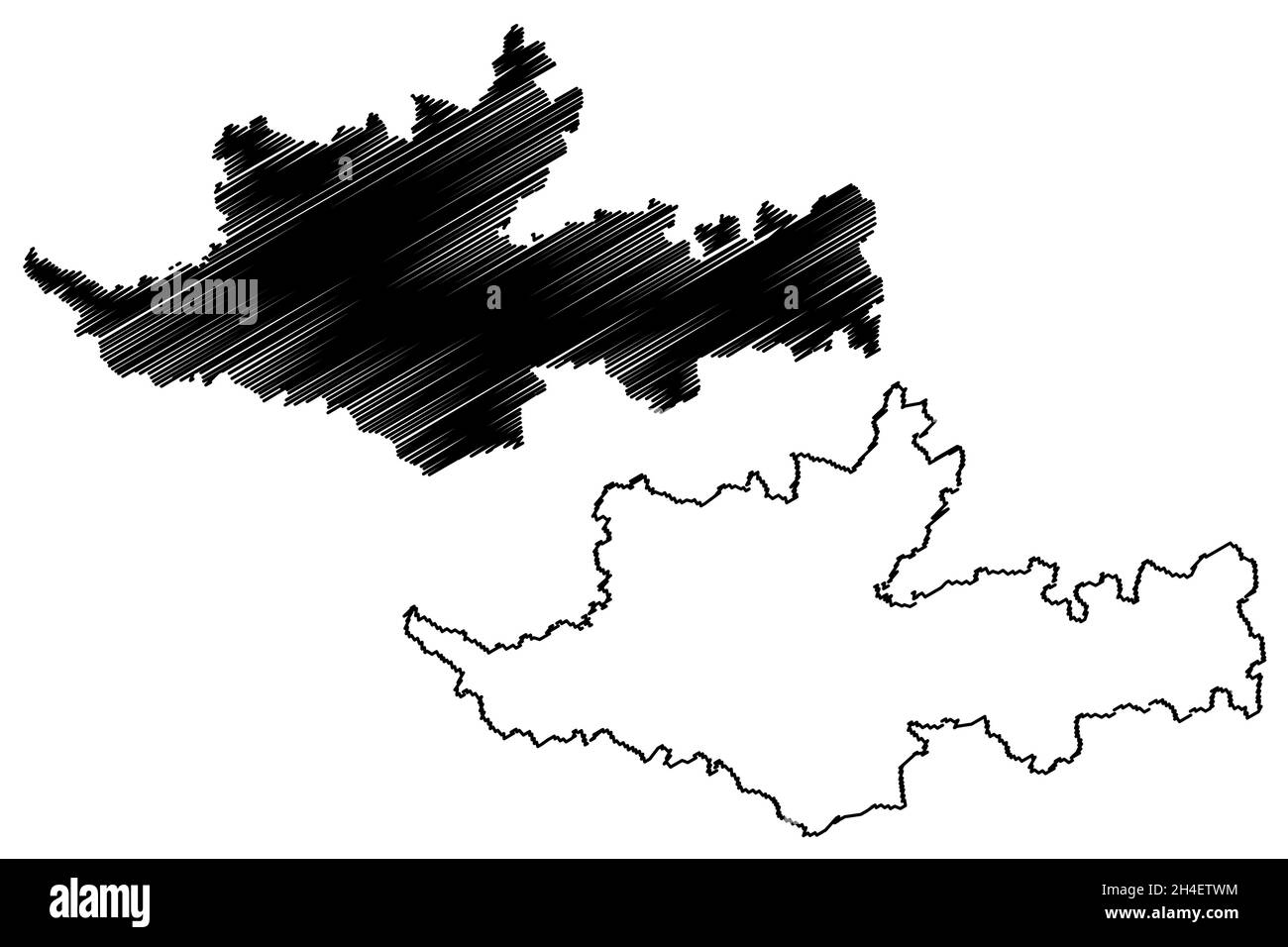 Distretto di Sangli (Stato di Maharashtra, Divisione di Pune, Repubblica dell'India) illustrazione vettoriale della mappa, schizzo della mappa di Sangli Illustrazione Vettoriale