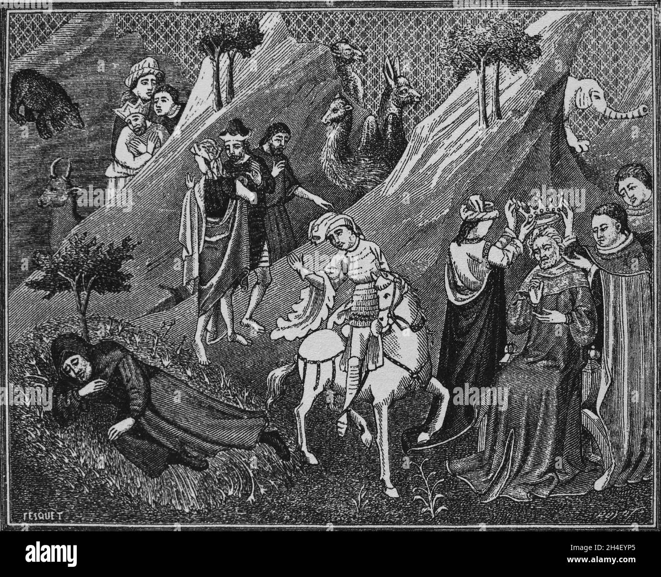 Grande incoronazione di Khan, primo Re del Tartario., 1206. Copia da miniatura in 'Fleur des Histoires de la Terre d'Orient', 15 ° secolo, complilet di H. Foto Stock