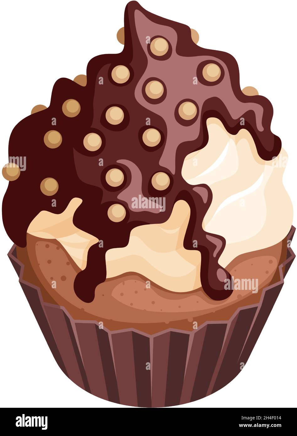 Cupcake cartone animato. Muffin cremati con aggiunta di gocce di cioccolato  Immagine e Vettoriale - Alamy