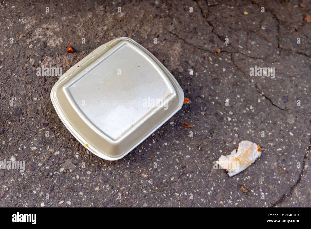 Lettiera in polistirene Fast Food Street Box da asporto Foto Stock