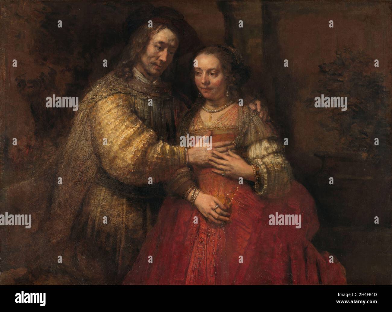 Isaac e Rebecca, conosciuta come la sposa ebraica, Rembrandt van Rijn, Rijksmuseum, Amsterdam Foto Stock