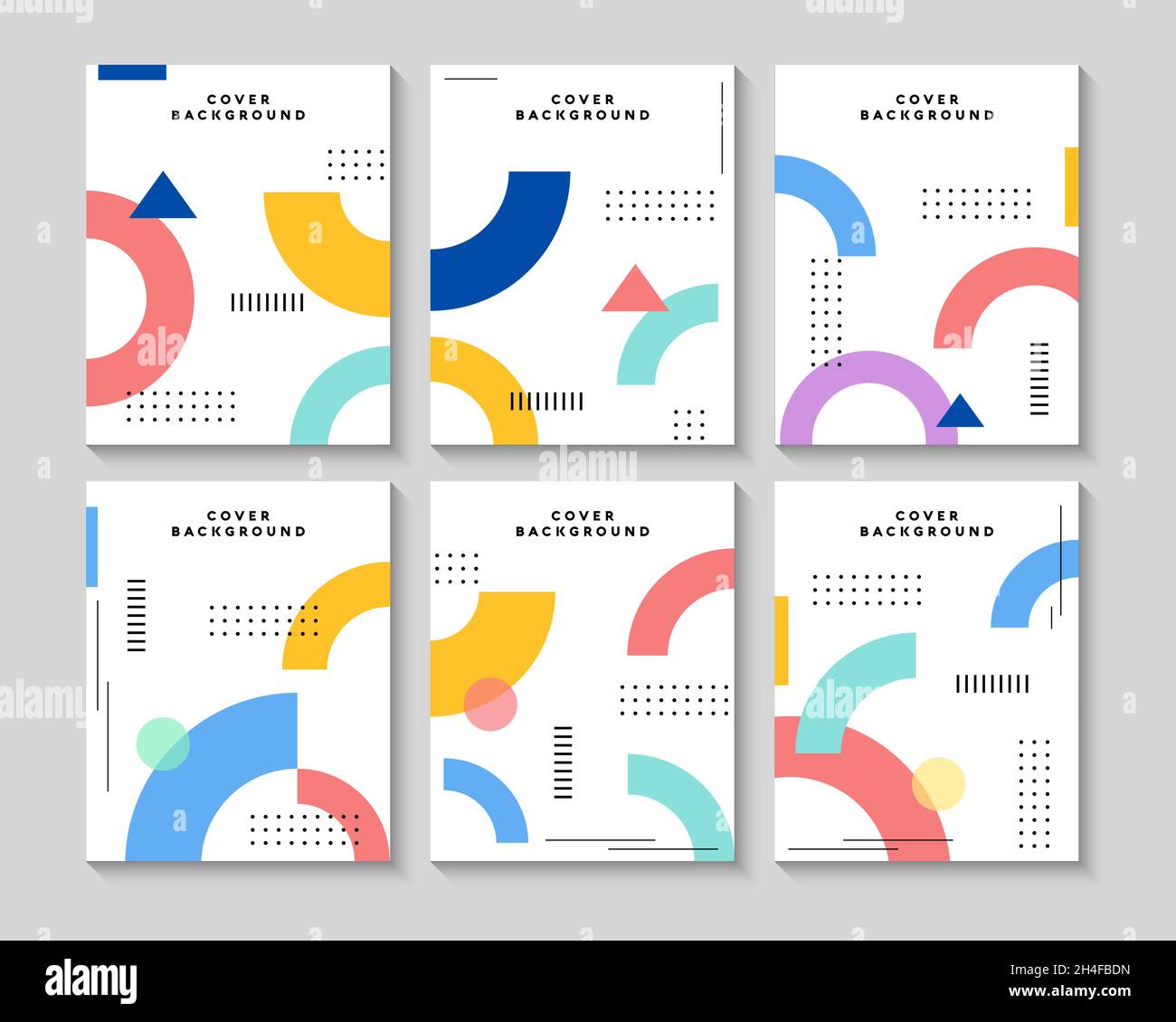 Illustrazione vettoriale del set di copertine Memphis, sfondo geometrico. Applicabile per striscioni, cartelloni, poster, volantini. Illustrazione Vettoriale