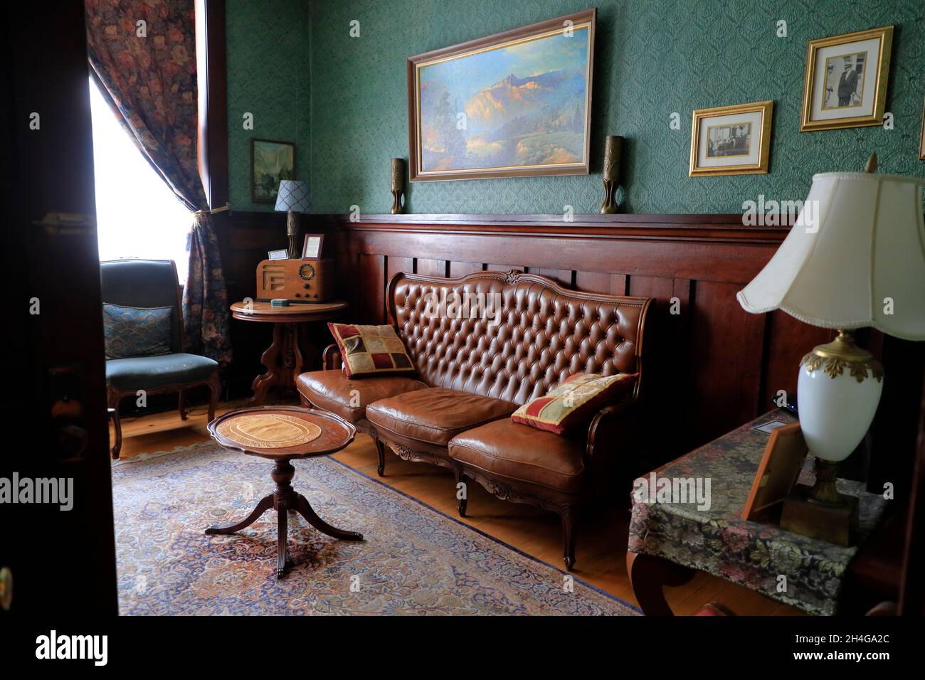 Lounge all'interno dello storico Occidental Hotel.Buffalo.Wyoming.USA Foto Stock