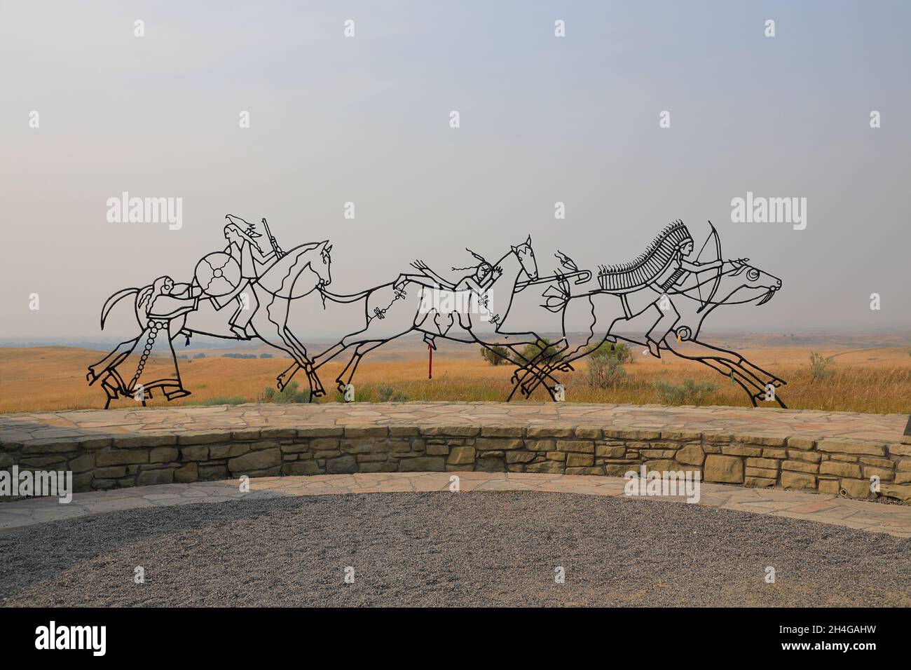 Spirit Warrior Sculpture in Indian Memorial of Little Bighorn Battlefield National Monument.Crow Agency.Montana.USA Foto Stock