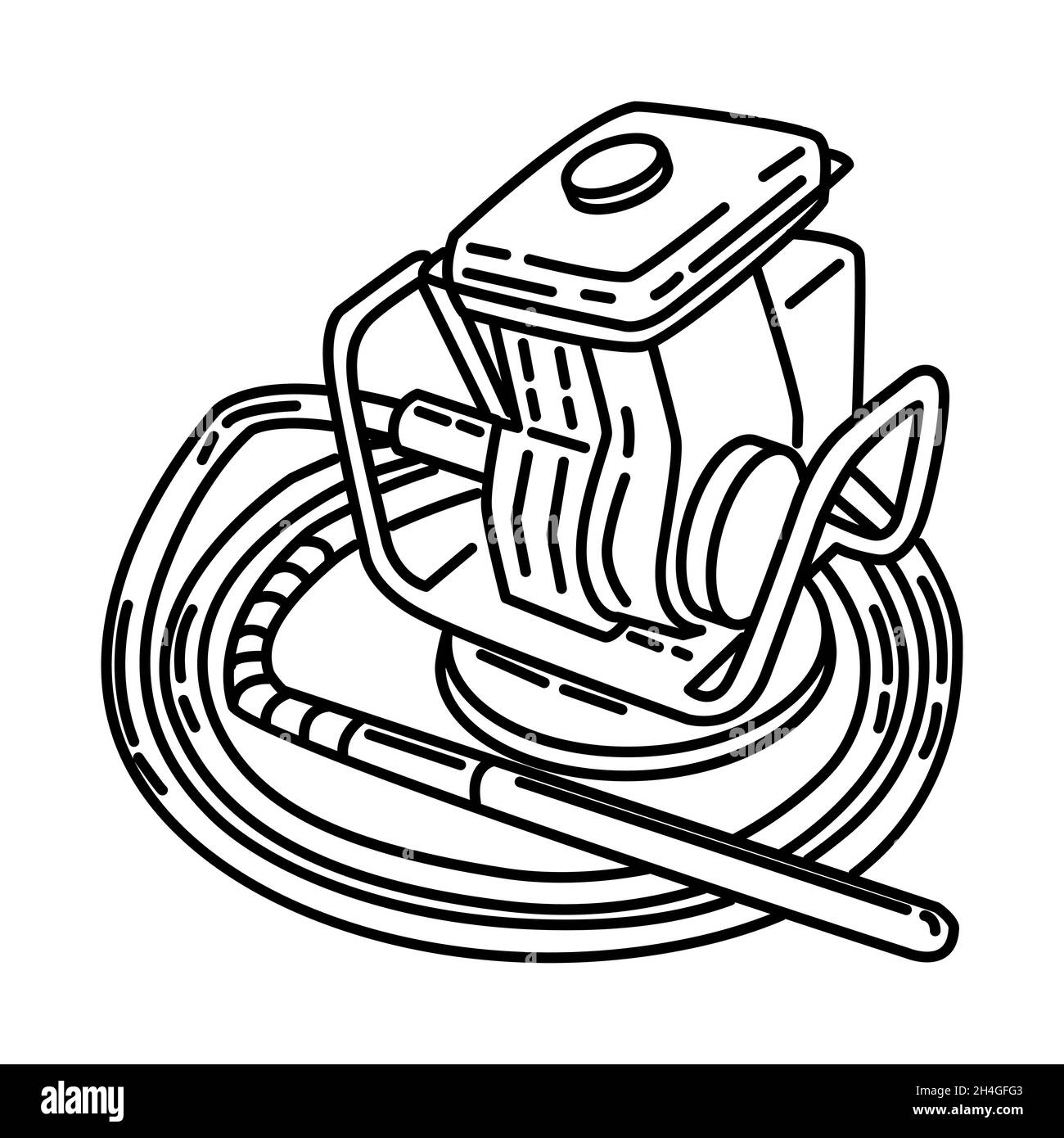 Vibratori per calcestruzzo parte di Contractor Material and Equipment Device disegno a mano del set di icone Vector. Illustrazione Vettoriale