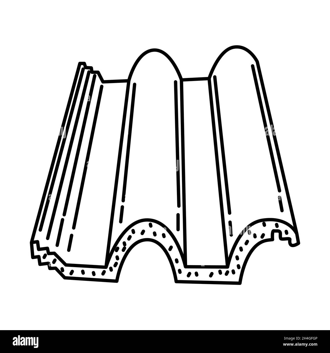 Tegole in calcestruzzo parte di Contractor Material and Equipment Device Set di icone disegnate a mano Vector. Illustrazione Vettoriale