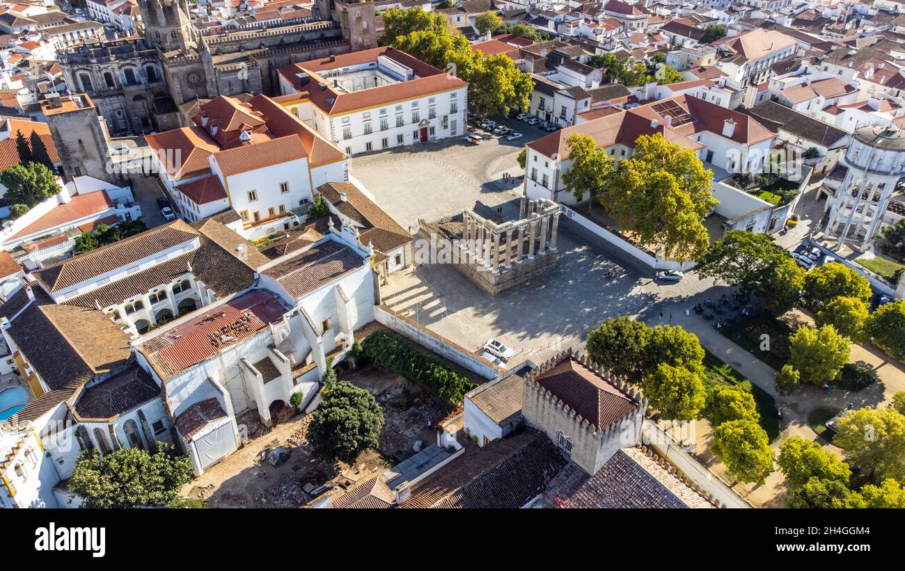 Templo Romano Évora, buitl per l'imperatore romano Augusto, i secolo d.C., Evora, Portogallo Foto Stock