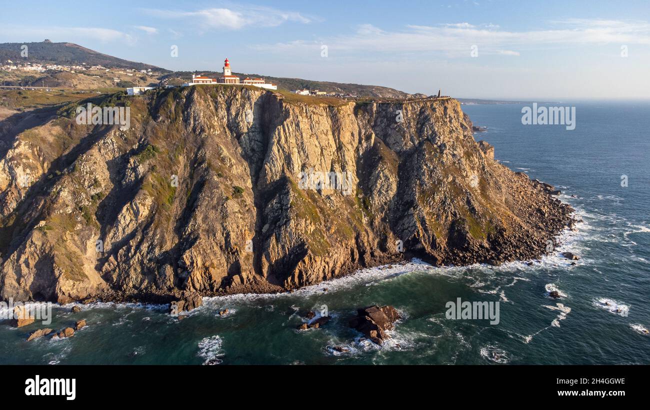 Faro di Cabo da Roca, Cabo da Roca, Portogallo Foto Stock