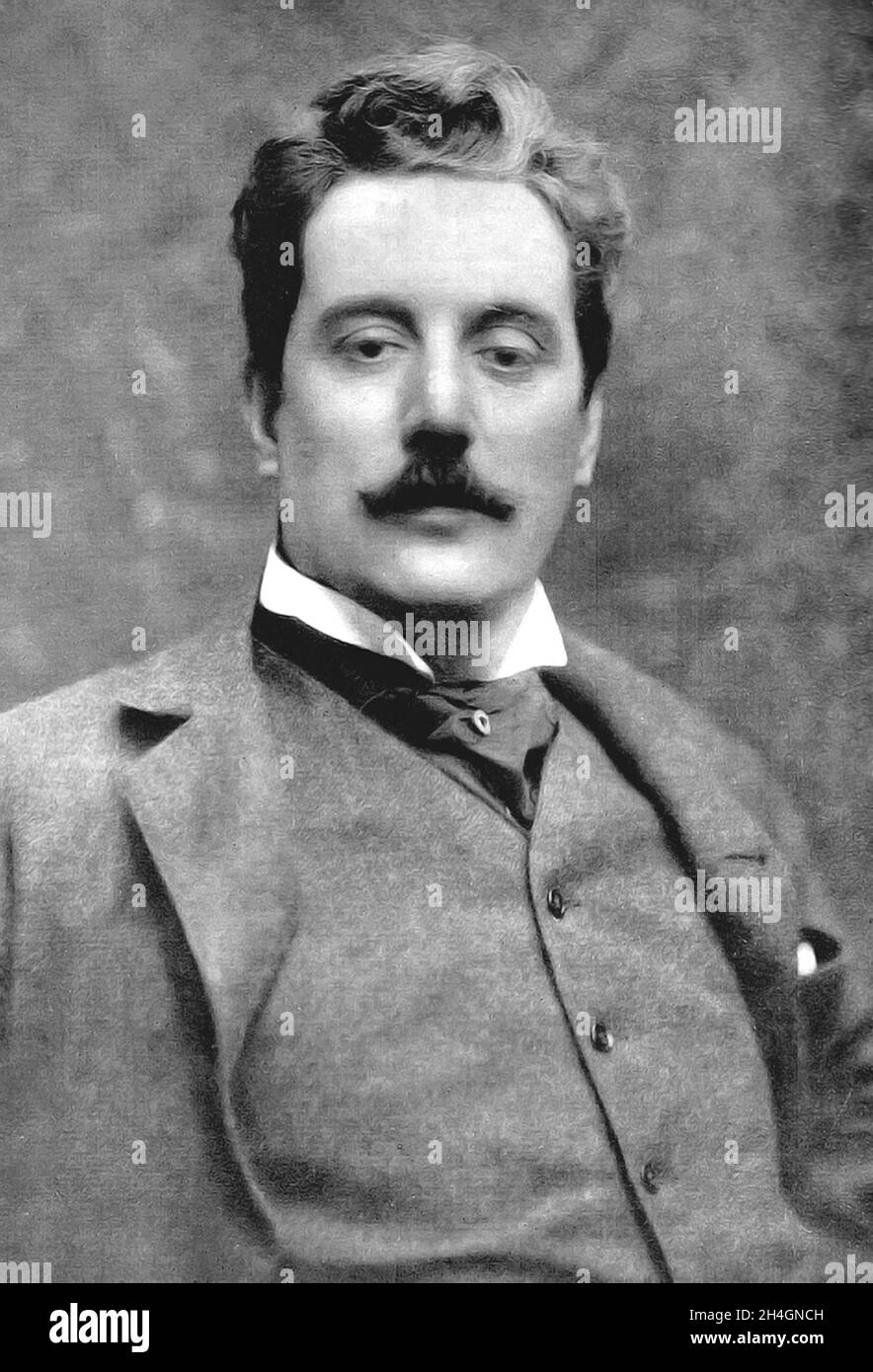 Ritratto del compositore italiano Giacomo Puccini Foto Stock