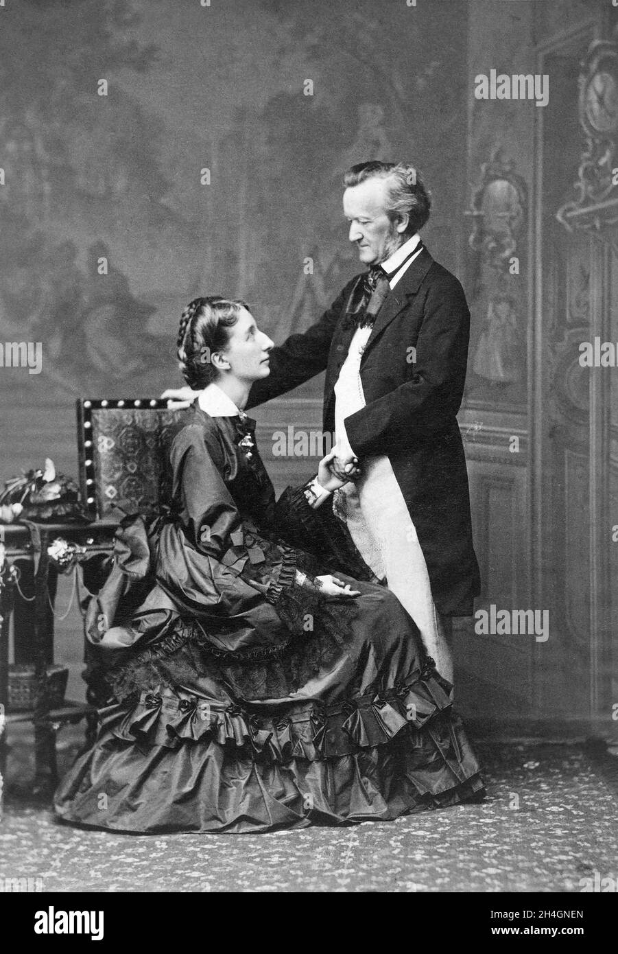 Ritratto del compositore tedesco Richard Wagner con sua moglie Cosima Foto Stock